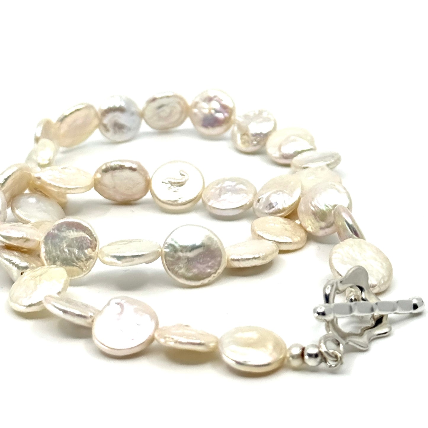 Coin parel ketting met organische vorm zilveren sluiting