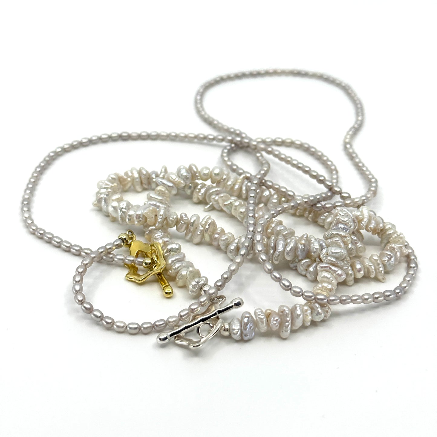 Keshi Pearl ketting met organische vorm zilveren sluiting