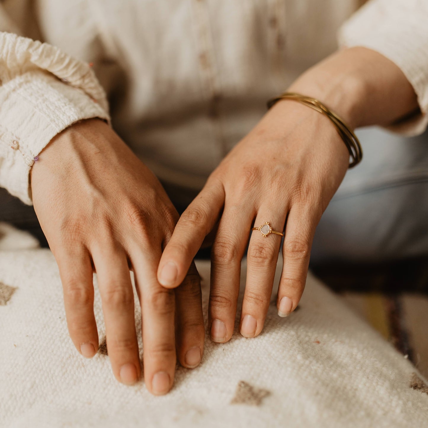Vergulde ring met Polki diamant