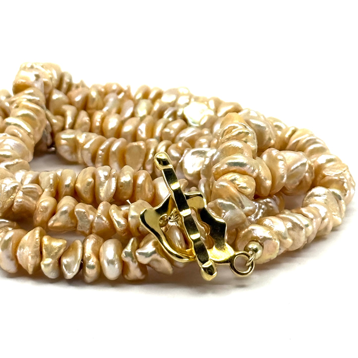 Keshi Pearl ketting met organische vorm vergulde sluiting