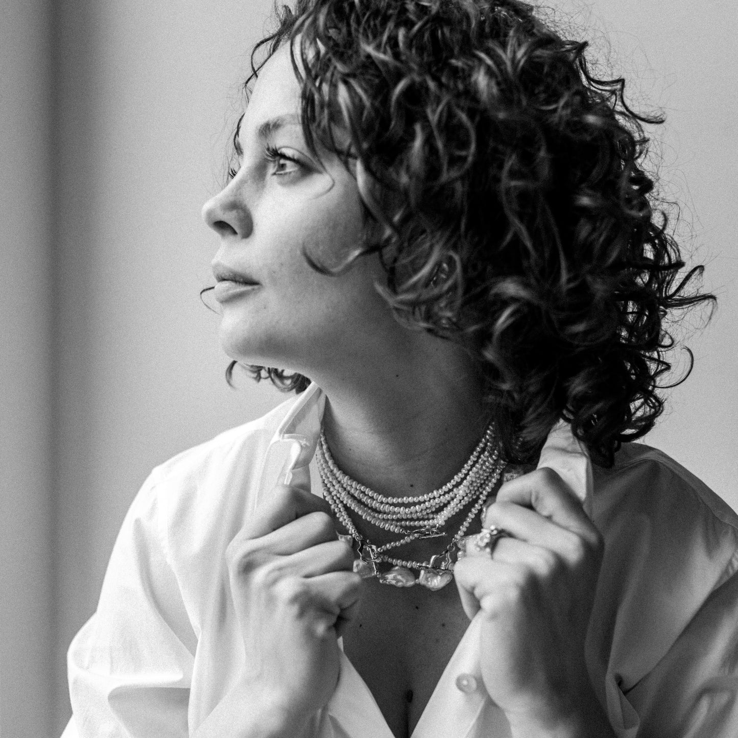 Korte parel ketting met zilveren sluiting