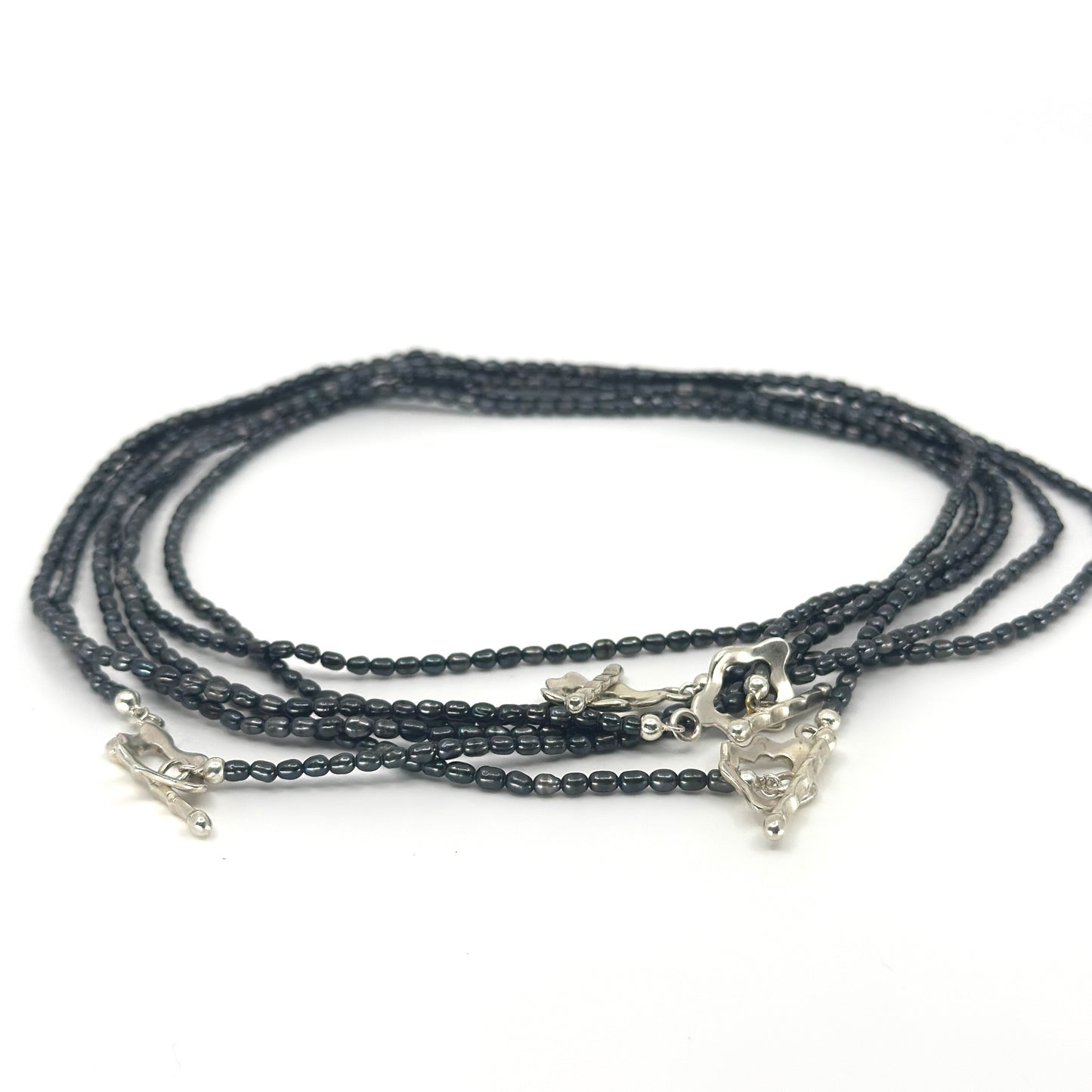 Lange Dark Pearl ketting met zilveren sluiting