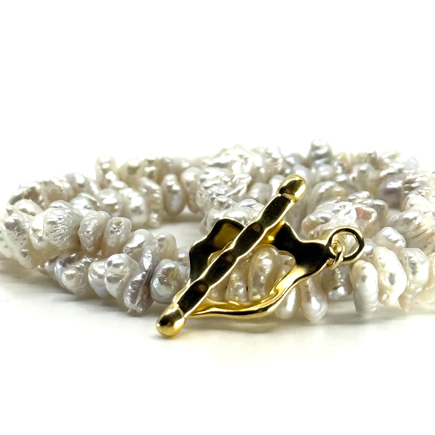 Keshi Pearl ketting met organische vorm vergulde sluiting