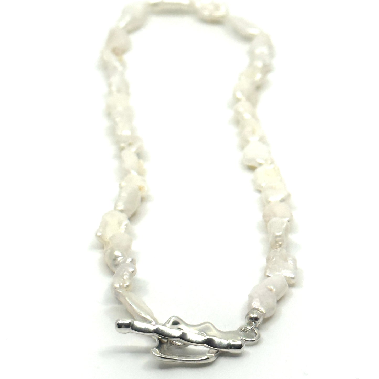 Biwa parel ketting met zilveren sluiting.